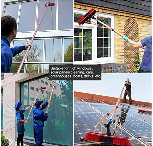 Glass Cleaning Brush Home Water Fed Telescopic Pole Kit Solar Panel Brush Rotating for Photovoltaic Panel，12m Water Fed Window Cleaning Pole for Cleaning Photovoltaic and Solar Panels with E