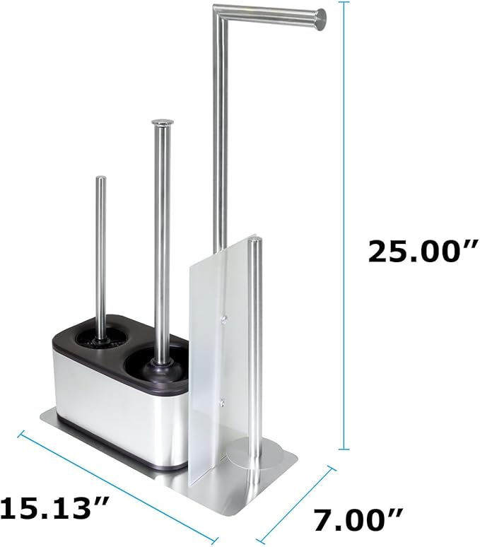 Blue Donuts Modern Bath Set for Bathroom Organization, All in One Toilet Brush, Toilet Plunger, Toilet Paper Holder Stand and Toilet Tissue Paper Storage All in One Combo.