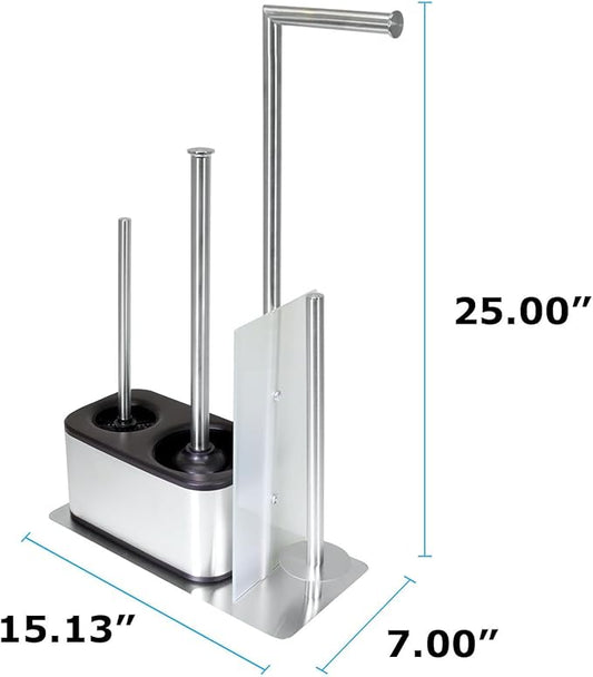 Blue Donuts Modern Bath Set for Bathroom Organization, All in One Toilet Brush, Toilet Plunger, Toilet Paper Holder Stand and Toilet Tissue Paper Storage All in One Combo.