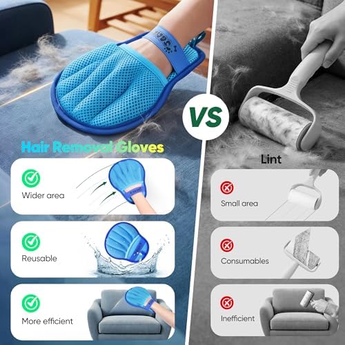 Pet Hair Removal Glove Cat & Dog, Electrostatic Reusable Hair Remover Tool | Upgraded washable 5-Finger pet hair remover works for laundry, couch, carpet & car seat, removes dog and cat fur easily - Image 3