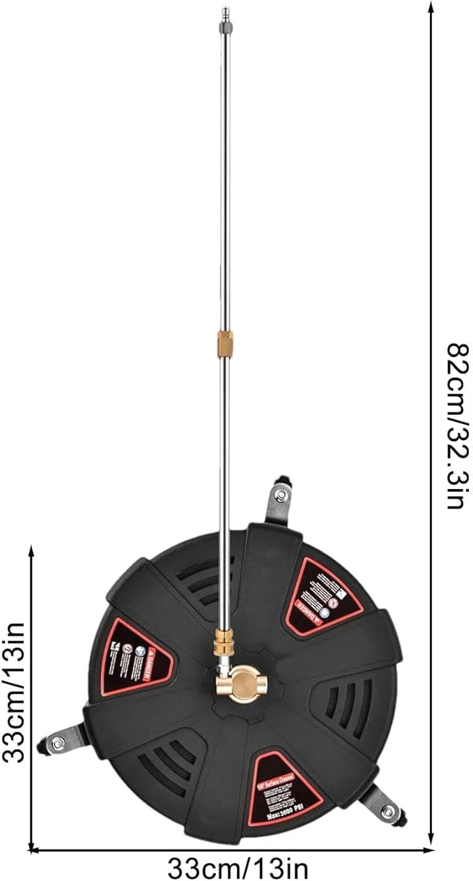 Outdoor Cleaner - Cleaner with 3 Wheels, High Pressure Washer Cleaner | Cleaner with Flexible Bristle Skirt, Cleaning Tool for Patio, Deck, Driveway (Black)
