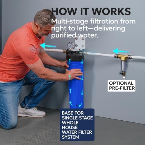 Aquaboon 20" x 4.5" Whole House Well Water Filter System with Pressure Release (1" Port) | Certified | Compatible with Pentek 150233, 150235, Geekpure BB- 20B - Image 2