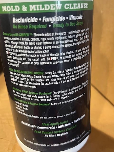 SNiPER Hospital Disinfectant, Odor Eliminator & All-Purpose Cleaner, Made in the USA, 32 Ounce Spray, 6-pack