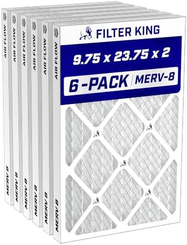 Filter King 9.75x23.75x2 Air Filter MERV 8, AC Furnace Filters (6-Pack) by FilterKing