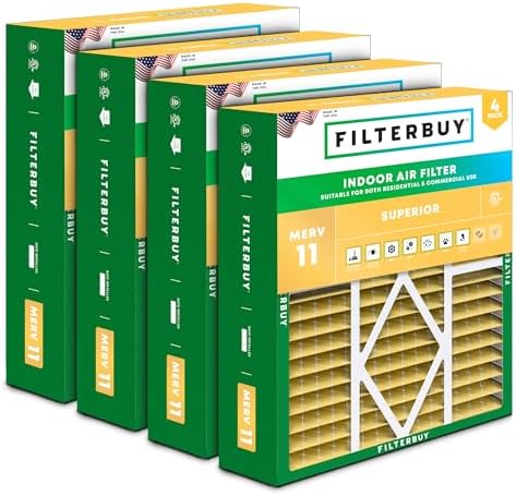 Filterbuy 19x20x5 Air Filter MERV 11 Pet & Allergy Defense (4-Pack) by Filterbuy