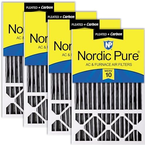 Nordic Pure 16x25x5 Pleated MERV 10 Plus Carbon Air Filters 4 Pack by NordicPure