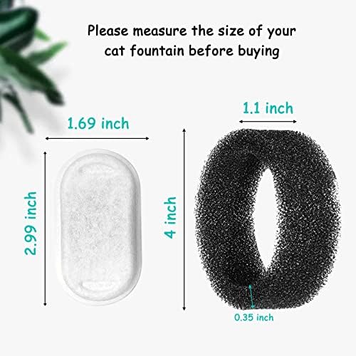 Cat Water Fountain Filters for Stainless Steel 67oz/2L Adjustable Water Flow Pet Fountain, 8 Pack Pet Replacement Filters with 8 Sponges - Image 3