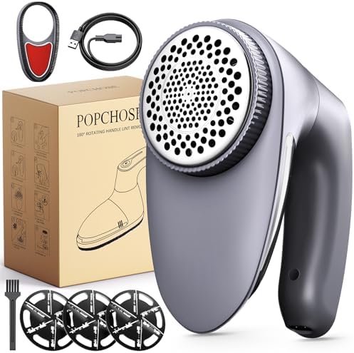 POPCHOSE Fabric Shaver, 6-Leaf Blades & Electrostatic Brush, Rechargeable | Lint Remover for Clothes, Sweater Shavers to Remove Pilling, Electric Lint Remover for Couch, Furniture, Fuzz by Popularchoicesfromhere