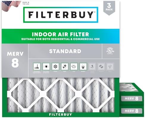 Filterbuy 10x10x2 Air Filter MERV 8 Dust & Allergy Defense (3-Pack) by Filterbuy