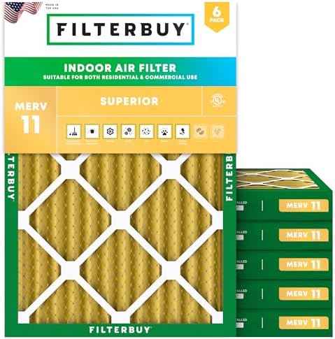Filterbuy 12x16x2 Air Filter MERV 11 Pet & Allergy Defense (6-Pack) by Filterbuy