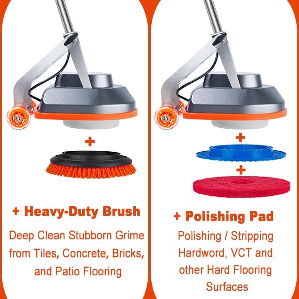 Commercial Floor Scrubber Machine, Heavy Duty Orbital Floor Cleaner, Multi-Functional Floor Buffer Polisher Machine- Deep Cleaning Tile and Grout, Hardwood Floors and Carpets with Ease, Orb-5