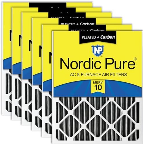 Nordic Pure 20x25x4 Pleated MERV 10 Plus Carbon Air Filters 6 Pack by NordicPure