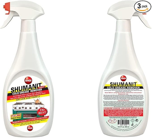 Shumanit Bagi Super Cold Grease Remover 16.9fl.oz (Package May Vary) + Free Sponge Pack of (3)