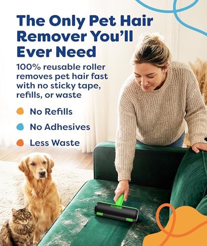 Triton Pet Hair Removal Tool w/Fur Trapping Compartment, 60% Smaller Storage Size, Reusable Shedding Roller, Cat and Dog Hair Remover for Car, Furniture, Carpet, Couch (Green) - Image 2