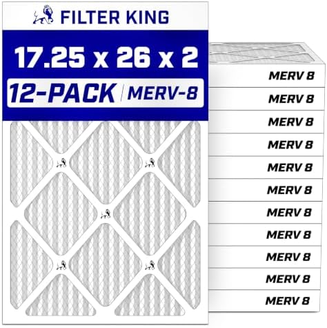 Filter King 17.25x26x2 Air Filter MERV 8, AC Furnace Filters (12-Pack) by FilterKing