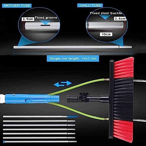 Telescopic Window Cleaning Pole 10-39ft, Water Fed Brush with 30cm/50cm Head, Ideal for Roof & High Window Cleaning, Durable & Extendable Cleaning Tools