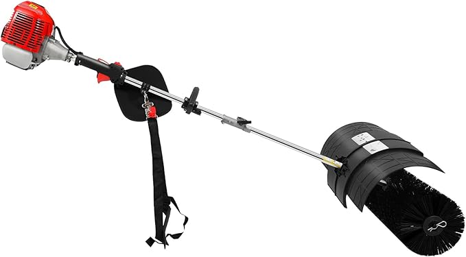 52CC 2-Stroke Gas Power Handheld Sweeper Broom,2.3HP 8500RPM Artificial Grass Brush Lawn Cleaner,20.47in Walk Behind Sweeper Grass Cleaner Tools for Boulevards,Driveways,Lawns,Sidewalks