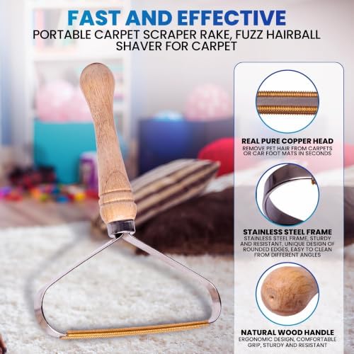 2-Pack Pet Hair Removal Tool, Lint Remover, Carpet Scraper & Shaver for Clothes and Carpets, Dog & Cat Hair Remover with Carpet Rake for Cars, Rugs, Sofas, and Furniture - Image 5