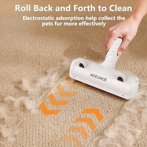 ACE2ACE Pet Hair Remover, Reusable Lint Roller for Cat and Dog Hair, White | Self Clean Cat Hair Remover with Dust Bin, Dog Hair Remover for Couch, Furniture, Carpet, Sofa and Bedding - Image 3