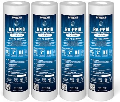 Ronaqua 1 Micron Sediment Water Filter Cartridge 10"x2.5", NSF Certified, 4-Layer Filtration for any 10-inch RO Units & Whole House Systems, Compatible with Culligan P5, AP110, WHKF-GD05, 4 Pack - Image 2