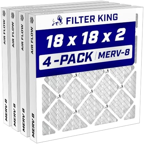 Filter King 18x18x2 Air Filter MERV 8, AC Furnace Filters (4-Pack) by FilterKing
