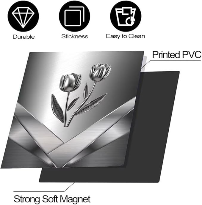 Stainless Steel Design Flower Pattern Magnetic Dishwasher Stickers Cover for Front Door,Refrigerator Magnetic Cover Kitchen Decorative,Home Appliance Vinyl Sticker 23W x 26H inchs