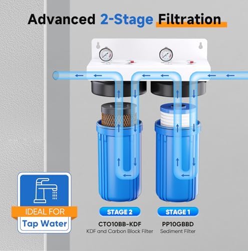 PUREPLUS 2-Stage Whole House Water Filter, Grooved Sediment & KDF Carbon - Image 5