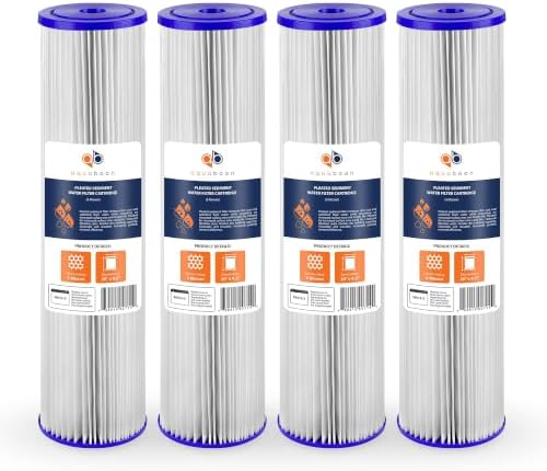 Aquaboon 5 Micron 20 x 4.5 Whole House Pleated Sediment Water Filter 4-Pack by Aquaboon