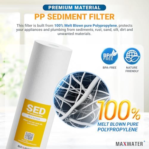 Max Water 5 Micron 20 x 4.5 Whole House Sediment Filter 20 inch Well Water Filter Replacement Cartridge Compatible DGD-5005-20, FP25B, AP810-6, FPMB5-20, 155358-43, 2 Pack - Image 3