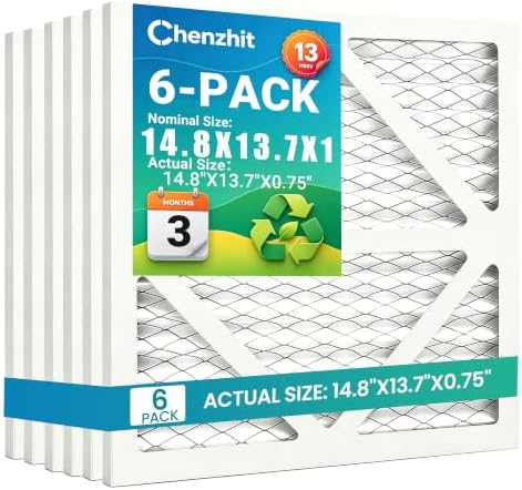 (6 Pack) 14.8x13.7x1 Air Filter, MPR 1900 & FPR 10, MERV 13 air scrubber filter, Compatible with AlorAir, CleanShield HEPA 550, Abestorm HEPA 550 Air Scrubbers, Ideal aprilaire 550 by Chenzhit