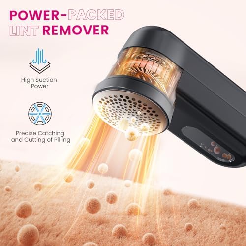 Fabric Shaver, Ziitty Lint Remover for Clothes, Type-C Rechargeable Lint Shaver with LCD Display & 6-Blade, Sweater Shavers to Remove Pilling，Fuzz Remover Fabric Shaver for Clothing and Furniture - Image 4