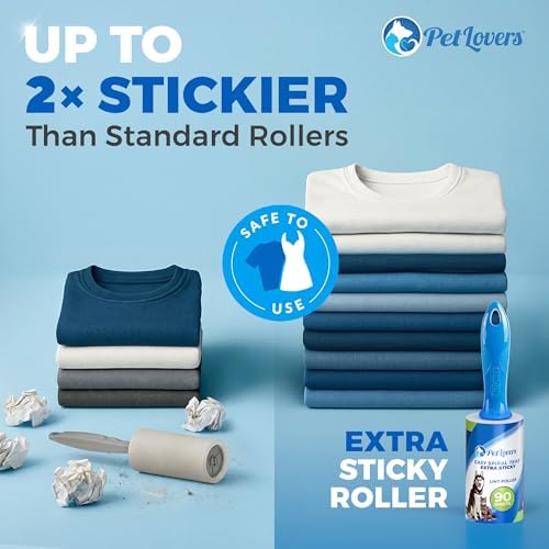 PetLovers Extra Sticky Lint Roller Mega Value Set 900 Sheets for Pet Hair Removal and Clothes, Dog and Cat Lint Remover, 10 Pack - Image 6