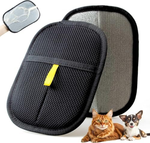 2-Pack Pet Hair Removal Glove, 5-Finger Electrostatic Fur Remover, Reusable Magnetic Lint Brush Tool for Dogs & Cats, Deep Clean Sweeper for Couch, Carpet & Car Seat by Unknown