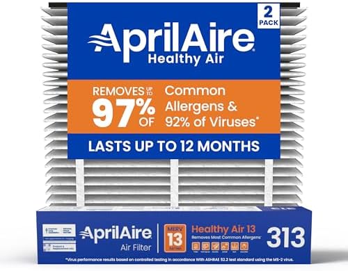AprilAire 313 Replacement Filter for AprilAire Whole House Air Purifiers - MERV 13, Healthy Home Allergy, 20x20x4 Air Filter (Pack of 2) by AprilAire