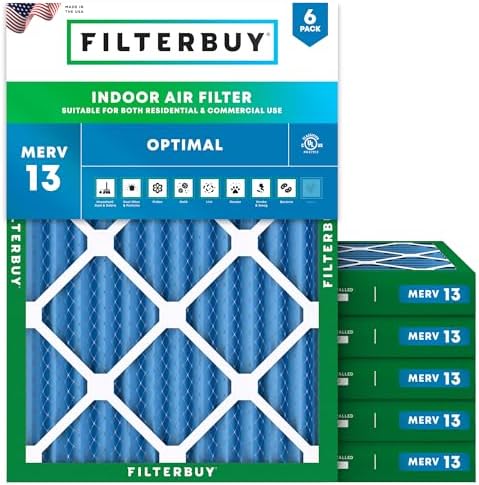 Filterbuy 24x28x2 Air Filter MERV 13 Smoke & Allergy Defense (6-Pack) by Filterbuy
