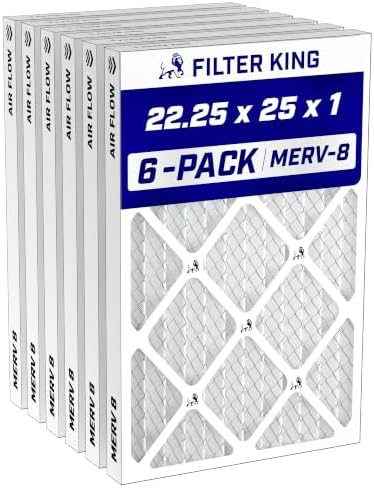 Filter King 22.25x25x1 Air Filter MERV 8, AC Furnace Filters (6-Pack) by FilterKing