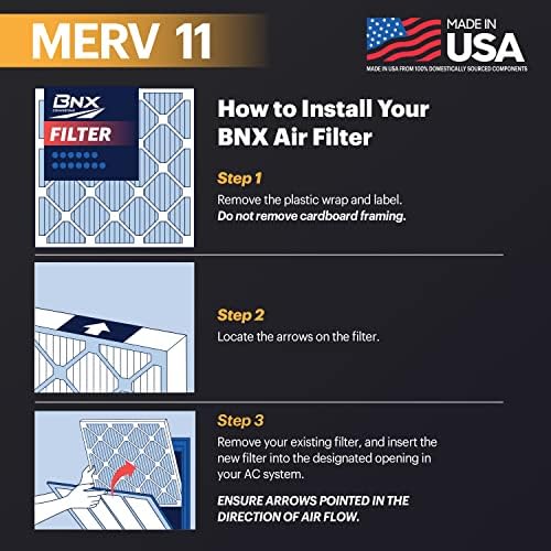 BNX TruFilter 20x25x1 Air Filter MERV 11 (6-Pack) - MADE IN USA - Allergen Defense Electrostatic Pleated Air Conditioner HVAC AC Furnace Filters for Allergies, Dust, Pet, Smoke, Allergy MPR 1200 FPR 7 - Image 5