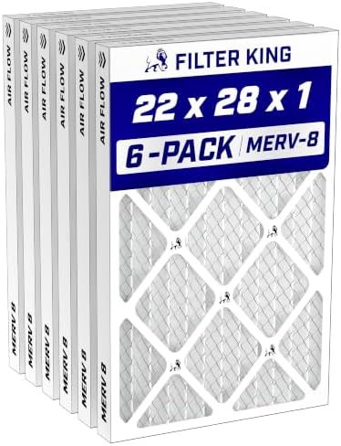 Filter King 22x28x1 Air Filter MERV 8, AC Furnace Filters (6-Pack) by FilterKing