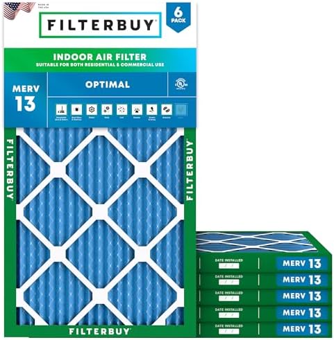 Filterbuy 8x30x1 Air Filter MERV 13 Smoke & Allergy Defense (6-Pack) by Filterbuy