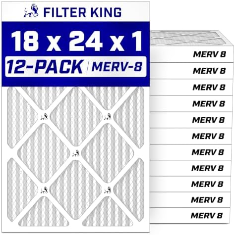 Filter King 18x24x1 Air Filter MERV 8, AC Furnace Filters (12-Pack) by FilterKing