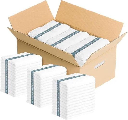 JMR White Bath Towels Bulk Pack of 36 (24x48) - 100% Cotton Lightweight & Quick-Dry Cotton Towels for Hotel, Rental Properties, Gym & Commercial Use