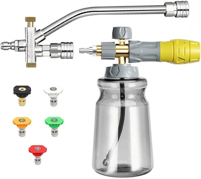 1000ml Handheld Foam Watering Can Sprayer High Pressure Car Wash Spray Bottle Dual Purpose Switch Snow Foam Pressure Washer Cleaning Tool for Cars Motorcycles Roofs Driveways(Rod and Nozzle)