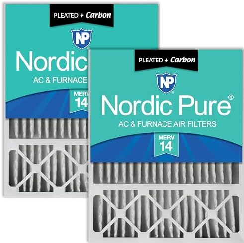 Nordic Pure 20x25x5 Pleated MERV 14 Plus Carbon Air Filters 2 Pack by NordicPure