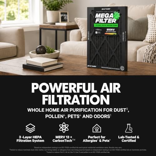 PuroAir MegaFilter 12x12x1 Air Filter MERV 13 HVAC Furnace Filter (2-Pack) - Image 2