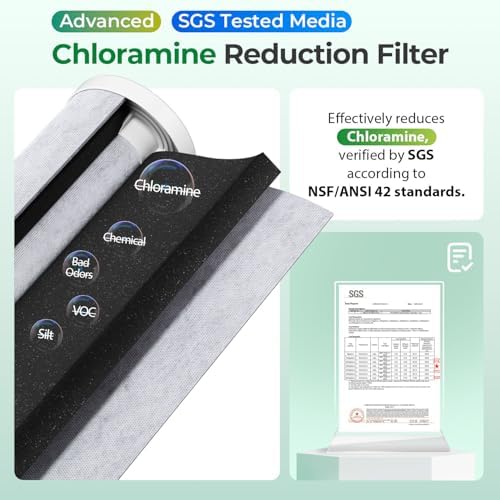 iSpring WGB21B-KSNC Whole House Water Filter System, SGS-Tested to Remove up to 94.4% of Chloramine, 5-Layer Filtration Reduces Heavy Metals, Lead, Chlorine, Sediment, VOC, 10” x 4.5” Filters - Image 2