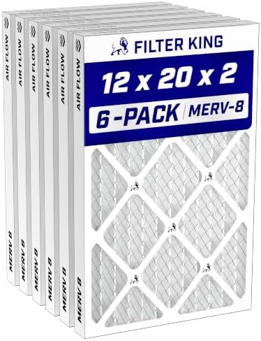 Filter King 12x20x2 Air Filter MERV 8, AC Furnace Filters (6-Pack) by FilterKing