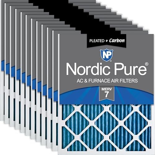 Nordic Pure 18x24x1 Pleated MERV 7 Plus Carbon Air Filters 12 Pack by NordicPure