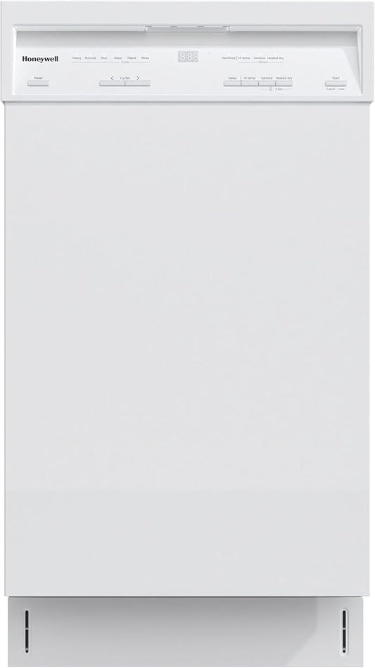 Honeywell 18 Inch Dishwasher with 8 Place settings, 6 Washing Programs, Stainless Steel Tub, UL/Energy Star- White