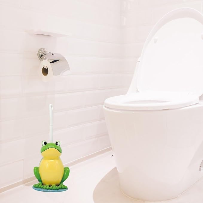 Toilet Brushes & Holders Novelty Toilet Brush Holder Cartoon Frog Cow Monkey Resin Toilet Scrubber Set Toilet Brush Cleaning Tool