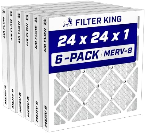 Filter King 24x24x1 Air Filter MERV 8, AC Furnace Filters (6-Pack) by FilterKing